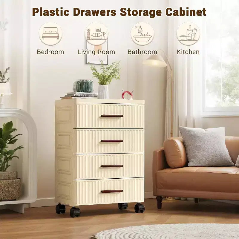 Meuble de rangement en plastique à tiroirs avec roulettes, grande armoire de rangement à tiroirs