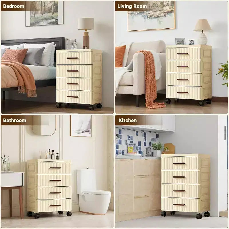 Meuble de rangement en plastique à tiroirs avec roulettes, grande armoire de rangement à tiroirs