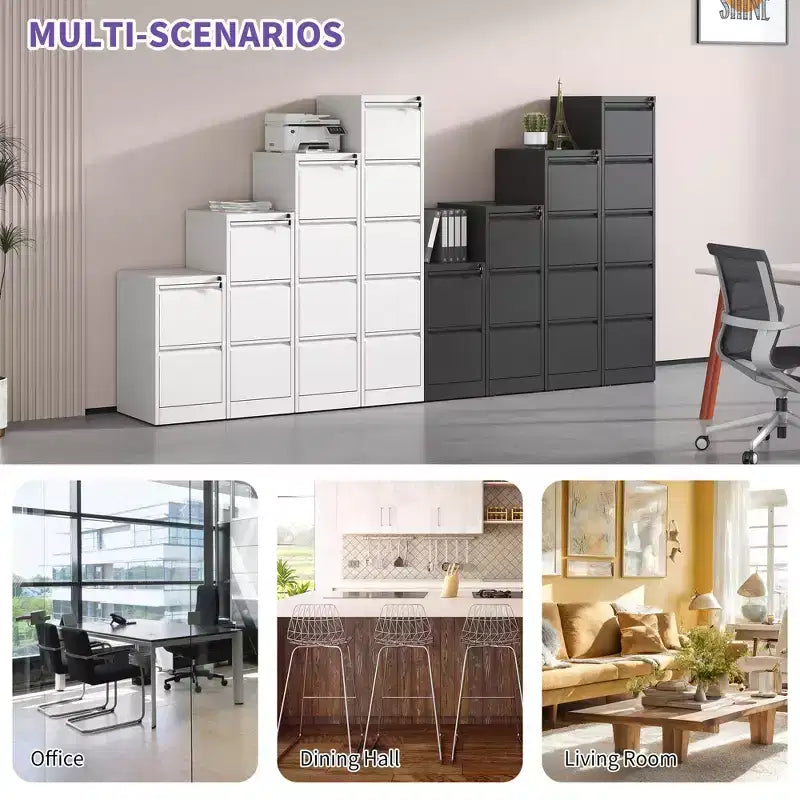 Classeur vertical métallique noir à quatre tiroirs avec serrure