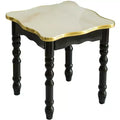 Fabulaxe Square Wooden Side Table Living Room Accent End Table Gold Black and White