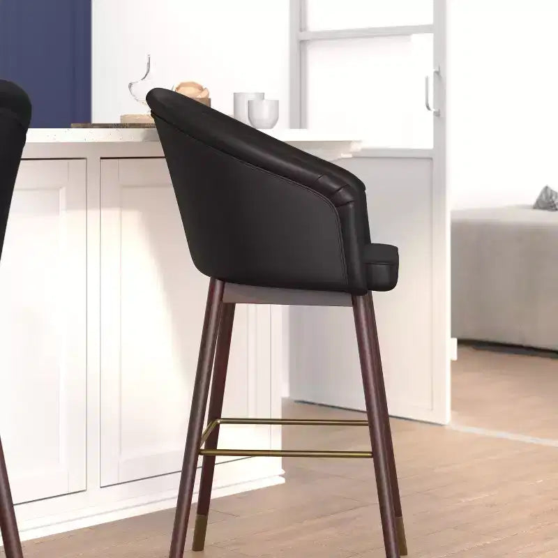 Tabourets de bar rembourrés avec cadres en bois