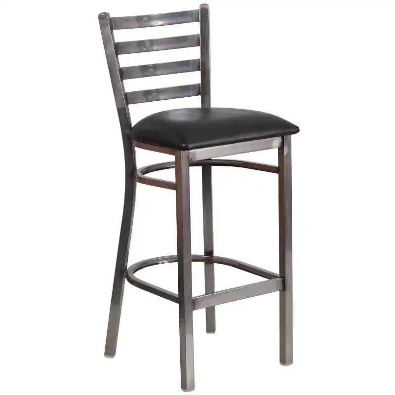 Tabouret de bar de restaurant en métal à dossier échelle et revêtement transparent