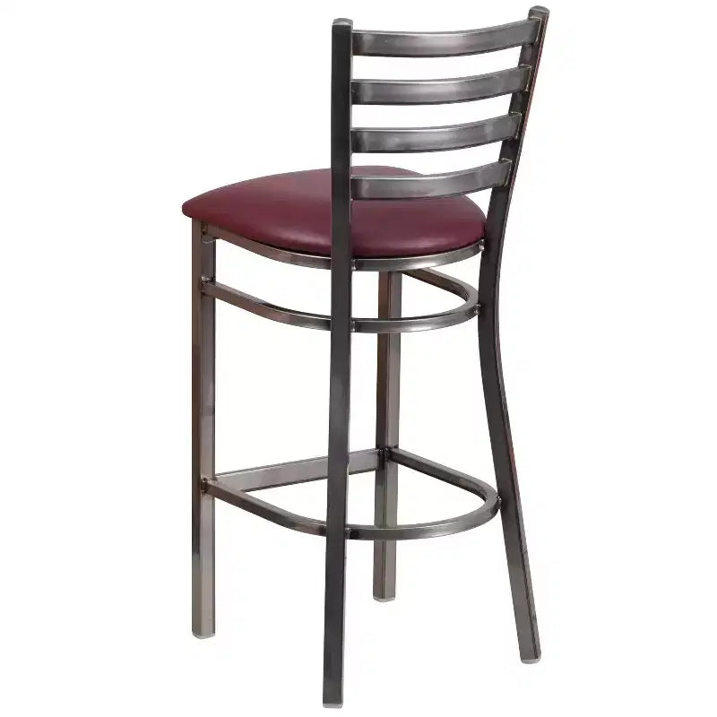 Tabouret de bar de restaurant en métal à dossier échelle et revêtement transparent