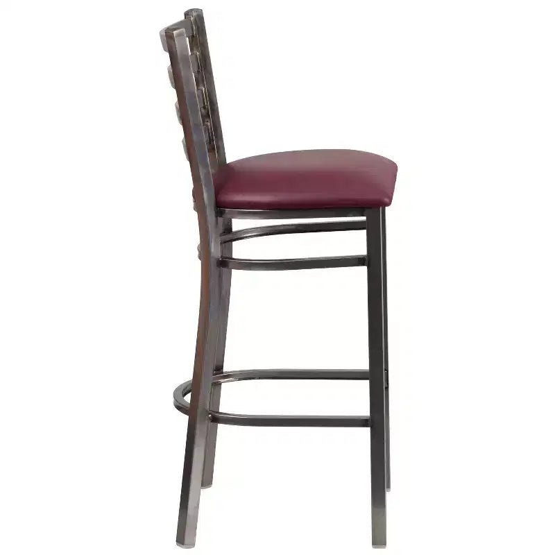 Tabouret de bar de restaurant en métal à dossier échelle et revêtement transparent