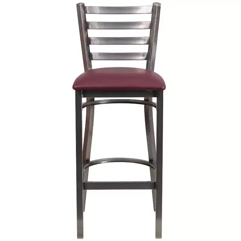 Tabouret de bar de restaurant en métal à dossier échelle et revêtement transparent