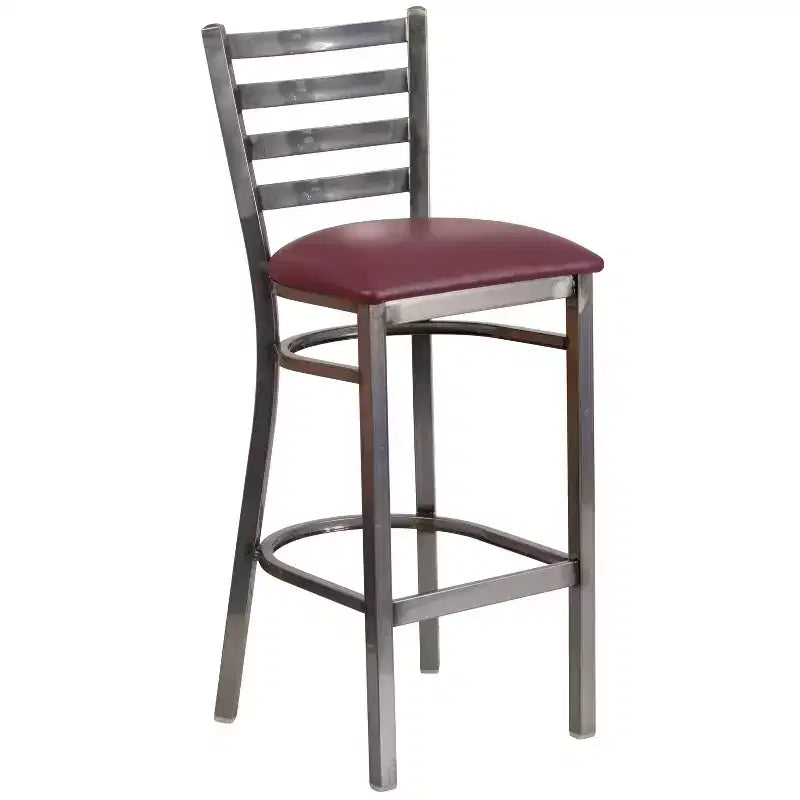 Tabouret de bar de restaurant en métal à dossier échelle et revêtement transparent