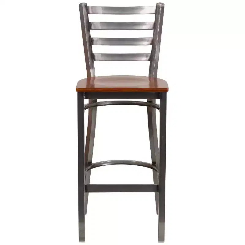 Tabouret de bar de restaurant en métal à dossier échelle et revêtement transparent