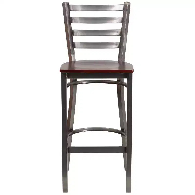 Tabouret de bar de restaurant en métal à dossier échelle et revêtement transparent