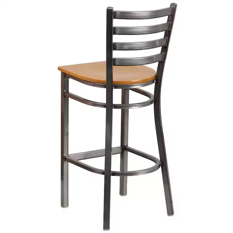 Tabouret de bar de restaurant en métal à dossier échelle et revêtement transparent