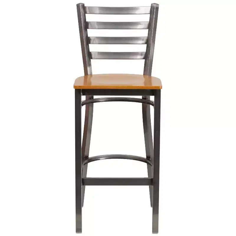 Tabouret de bar de restaurant en métal à dossier échelle et revêtement transparent