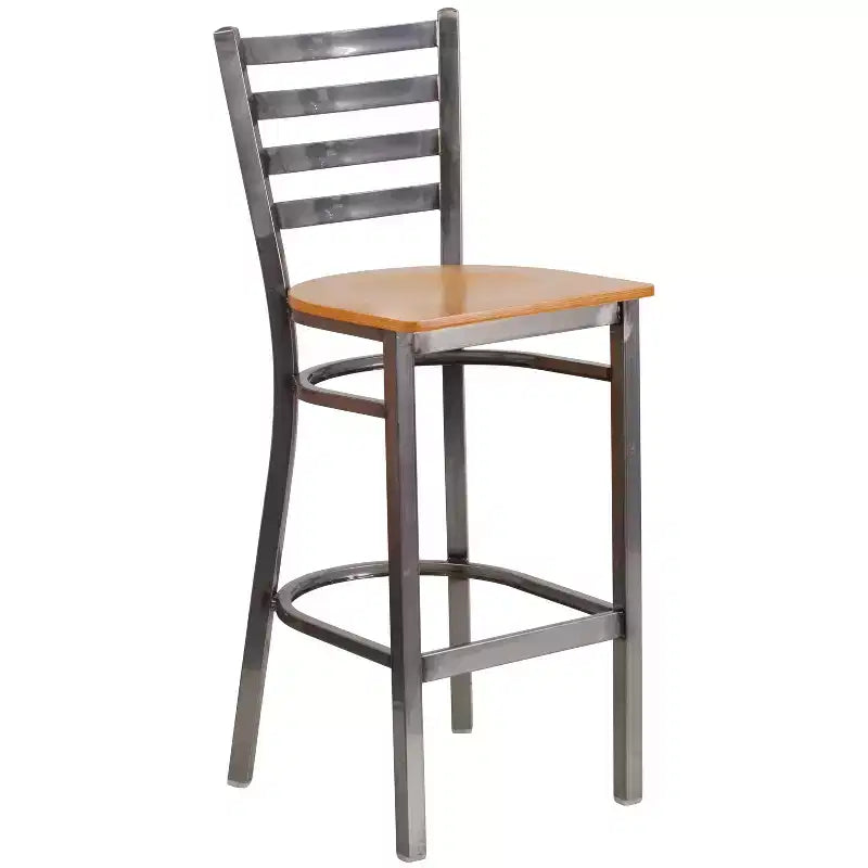 Tabouret de bar de restaurant en métal à dossier échelle et revêtement transparent