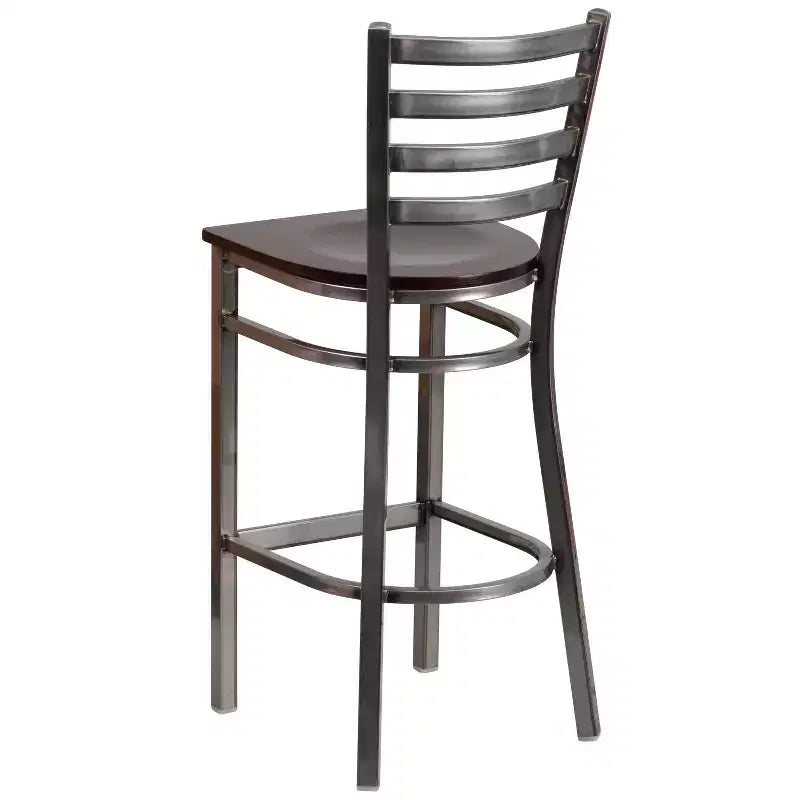 Tabouret de bar de restaurant en métal à dossier échelle et revêtement transparent
