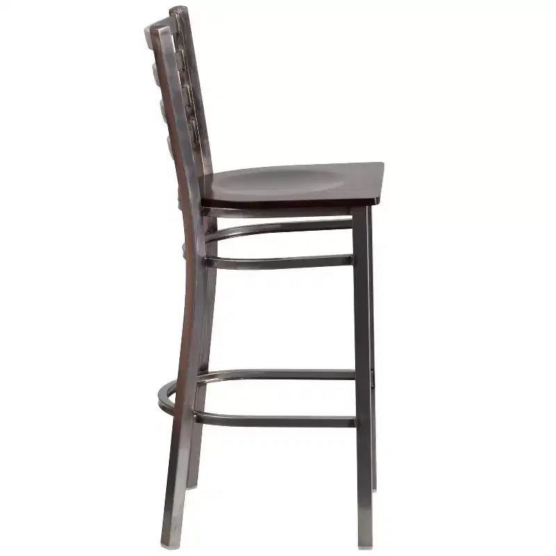 Tabouret de bar de restaurant en métal à dossier échelle et revêtement transparent