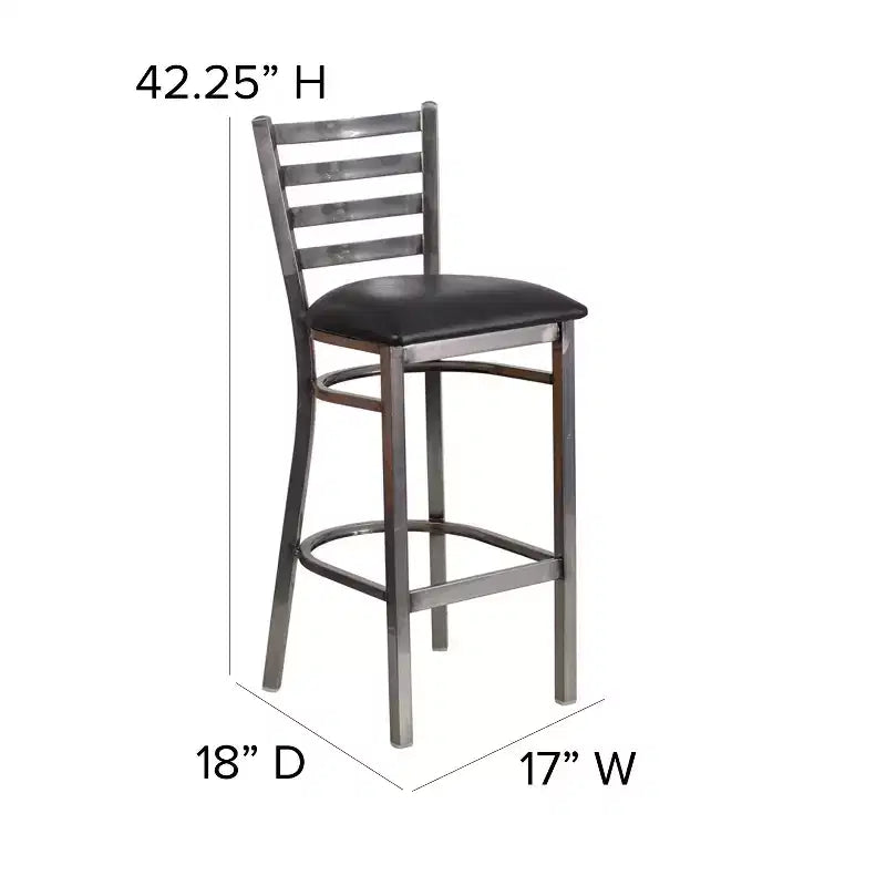 Tabouret de bar de restaurant en métal à dossier échelle et revêtement transparent