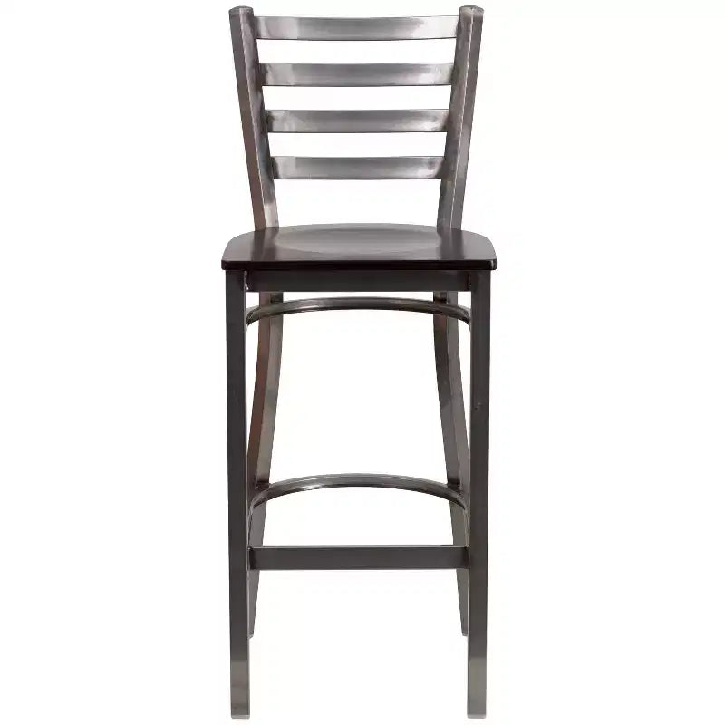 Tabouret de bar de restaurant en métal à dossier échelle et revêtement transparent