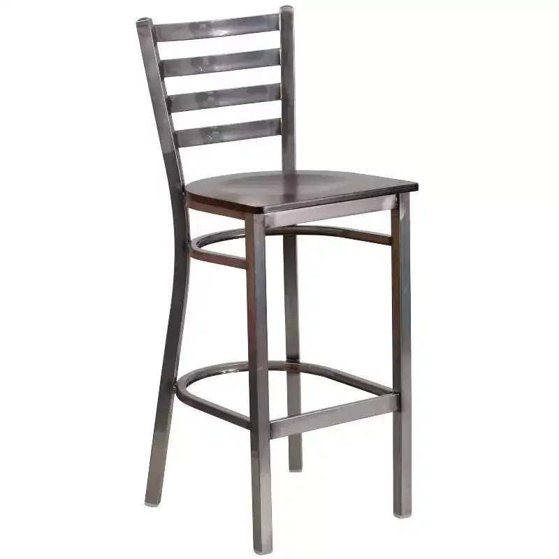 Tabouret de bar de restaurant en métal à dossier échelle et revêtement transparent