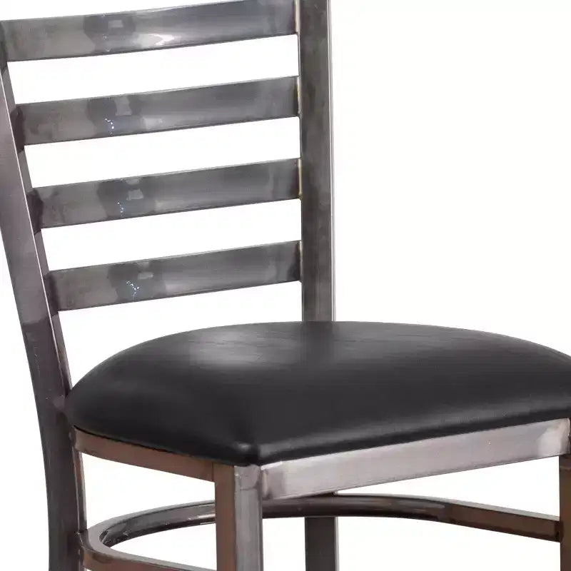 Tabouret de bar de restaurant en métal à dossier échelle et revêtement transparent