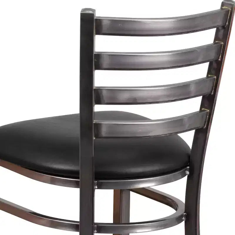 Tabouret de bar de restaurant en métal à dossier échelle et revêtement transparent