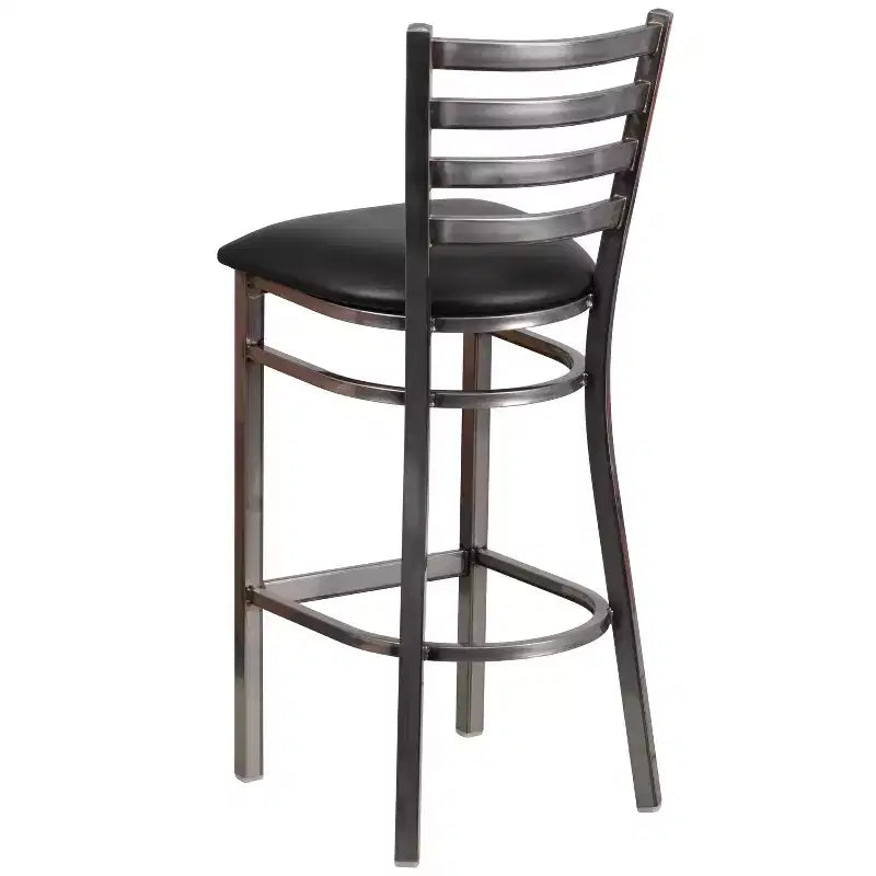 Tabouret de bar de restaurant en métal à dossier échelle et revêtement transparent