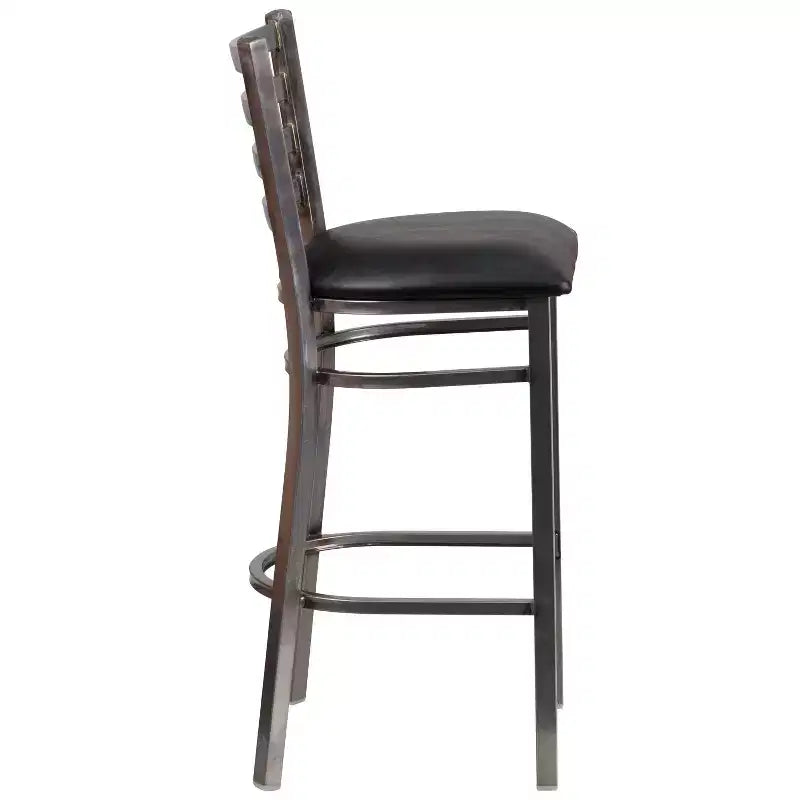 Tabouret de bar de restaurant en métal à dossier échelle et revêtement transparent
