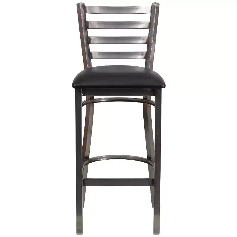 Tabouret de bar de restaurant en métal à dossier échelle et revêtement transparent