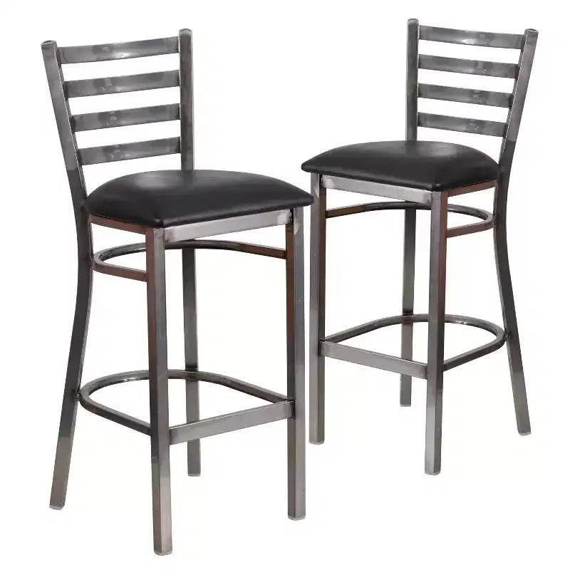 Tabouret de bar de restaurant en métal à dossier échelle et revêtement transparent