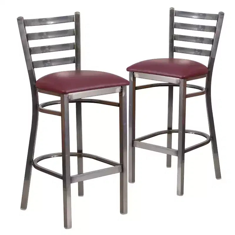 Tabouret de bar de restaurant en métal à dossier échelle et revêtement transparent