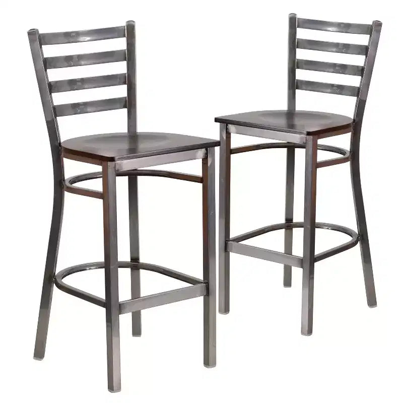 Tabouret de bar de restaurant en métal à dossier échelle et revêtement transparent