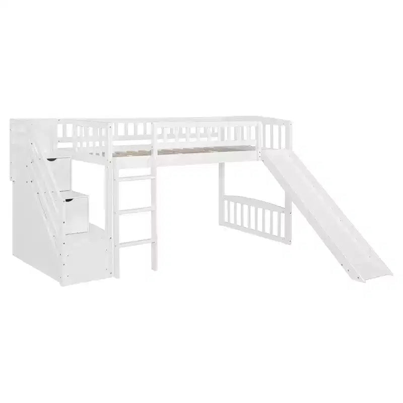 Lit mezzanine simple avec deux tiroirs et glissières de tiroir